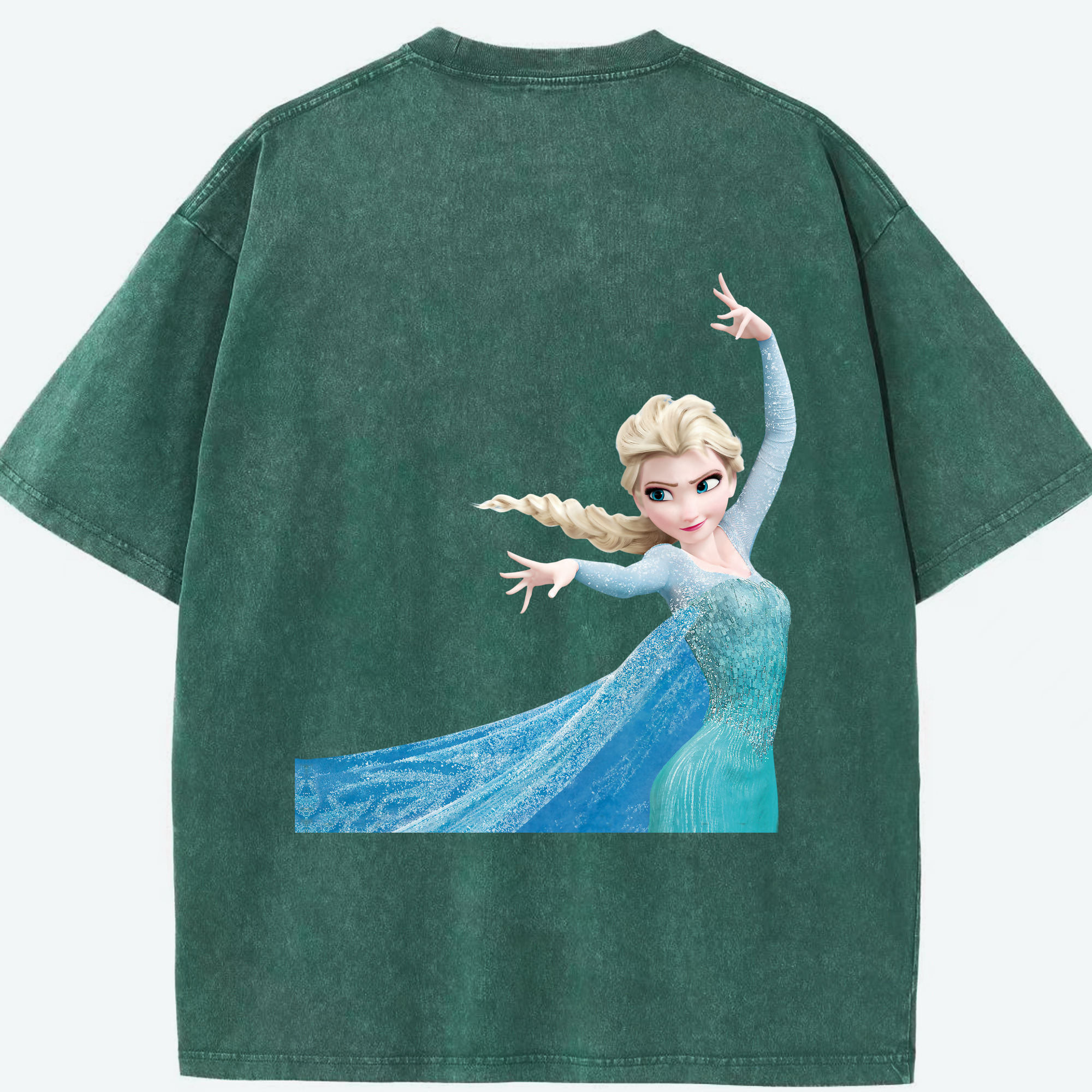（画像用） アナと雪の女王 アンナ エルサ Frozen Anna Elsa 綿100% ヴィンテージ風 半袖Tシャツ（背面プリント）